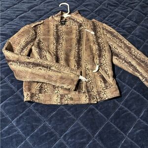Fashion Nova Snake Print Bomber Jacket